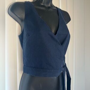 Frank and Oak Navy Wrap Crop Top